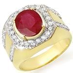 انگشتر طلای مردانه با نگین الماس تراش برلیان و یاقوت قرمز : مدل rgm1444