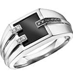 انگشتر طلای مردانه با نگین انیکس، الماس تراش برلیان و یاقوت مشکی: مدل rgm1446