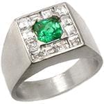 انگشتر طلای مردانه با نگین الماس تراش پرنس و زمرد : مدل rgm1452