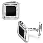 دکمه سر دست جواهر با نگین انیکس و الماس تراش برلیان مدل: cdm1102