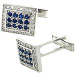 دکمه سر دست طلا با نگین الماس تراش برلیان و یاقوت کبود مدل: cdm1103