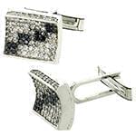 دکمه سر دست طلا با نگین الماس تراش برلیان و یاقوت مشکی مدل: cdm1107