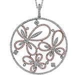 آویز الماس تراش برلیان با طلای سفید و رزگلد طرح گل مدل: pdb2135