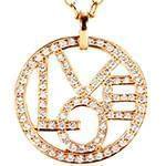 آویز الماس تراش برلیان با طلای رزگلد طرح LOVE مدل: pdb2140