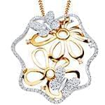 آویز الماس تراش برلیان با طلای رزگلد و سفید طرح پروانه و گل مدل: pdb2143