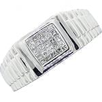 انگشتر طلای مردانه با نگین الماس تراش پرنس طرح رولکسی: مدل rgm1457