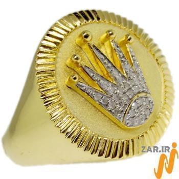 انگشتر طلای مردانه با نگین الماس تراش برلیان طرح رولکسی: مدل rgm1462