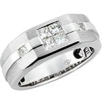 انگشتر پلاتین مردانه با نگین الماس تراش پرنس و برلیان مدل: platin2017