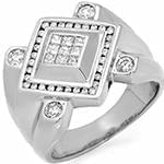 انگشتر پلاتین مردانه با نگین الماس تراش برلیان و پرنس مدل: platin2019