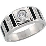 انگشتر پلاتین مردانه با نگین الماس تراش برلیان و انیکس مدل: platin2025