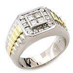 انگشتر رولکسی پلاتین مردانه با نگین الماس تراش برلیان و پرنس مدل: platin2027