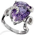 انگشتر زنانه جواهر با نگین آمتیس و الماس تراش برلیان: مدل rgf1406