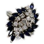 انگشتر زنانه جواهر با نگین یاقوت کبود و الماس تراش برلیان: مدل rgf1407