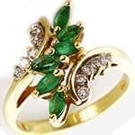 انگشتر زنانه جواهر با نگین زمرد و الماس تراش برلیان: مدل rgf1409