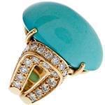 انگشتر زنانه جواهر با نگین فیروزه و الماس تراش برلیان: مدل rgf1411