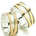 حلقه ست طلای ازدواج با نگین الماس تراش برلیان مدل: srd1338