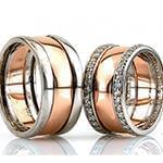 حلقه ست طلای ازدواج با نگین الماس تراش برلیان مدل: srd1340