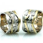 حلقه ست طلای ازدواج با نگین الماس تراش برلیان مدل: srd1342