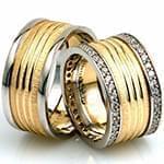 حلقه ست طلای ازدواج با نگین الماس تراش برلیان مدل: srd1343