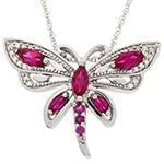 آویز شاپرک زنانه جواهر با نگین یاقوت و الماس تراش برلیان مدل: npdf12951