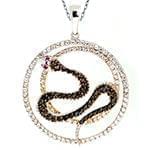 آویز مار زنانه جواهر با نگین یاقوت و الماس تراش برلیان مدل: npdf12954