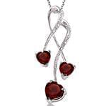 آویز قلب زنانه جواهر با نگین گارنت و الماس تراش برلیان مدل: npdf12956