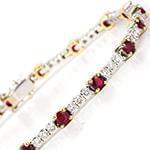 دستبند جواهر یاقوت قرمز و الماس تراش برلیان مدل: bdf1198