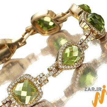 دستبند جواهر زبرجد و الماس تراش برلیان مدل: bdf1200