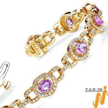 دستبند جواهر آمتیس و الماس تراش برلیان مدل: bdf1202