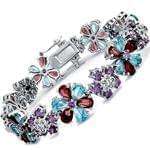 دستبند طلا زنانه توپاز، گارنت، آمتیس و الماس تراش برلیان مدل: bdf1205