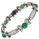 دستبند طلا و جواهر زمرد و الماس تراش مارکیز و باگت مدل: bdf1206