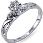 حلقه طلا سفید با نگین برلیان طرح گل (flower) مدل: eng2001