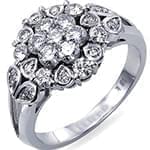 حلقه طلا سفید با نگین برلیان طرح گل (flower) مدل: eng2003