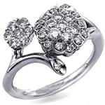 حلقه طلا سفید با نگین برلیان طرح گل (flower) مدل: eng2007