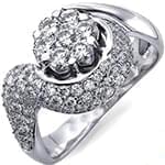 حلقه طلا سفید با نگین برلیان طرح گل (flower) مدل: eng2008