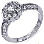 حلقه طلا سفید با نگین برلیان طرح گل (flower) مدل: eng2009