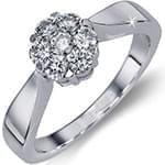 حلقه طلا سفید با نگین برلیان طرح گل (flower) مدل: eng2010