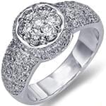 حلقه طلا سفید با نگین برلیان طرح گل (flower) مدل: eng2012