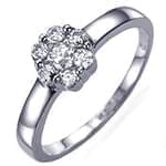 حلقه طلا سفید با نگین برلیان طرح گل (flower) مدل: eng2013