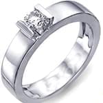 حلقه طلا سفید تک نگین برلیان طرح سولیتر (solitaire) مدل: eng2022