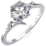 حلقه ازدواج طلا سفید با نگین برلیان طرح گل مدل: eng2027