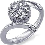 حلقه ازدواج طلا سفید با نگین برلیان طرح گل مدل: eng2028