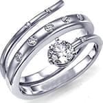 حلقه ازدواج طلا سفید با نگین برلیان طرح مار مدل: eng2035