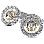 دکمه سردست طلا زرد و سفید با نگین الماس تراش برلیان مدل: cdm1121