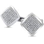 دکمه سردست طلا سفید با نگین الماس تراش برلیان مدل: cdm1123