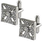 دکمه سردست طلا سفید با نگین الماس تراش برلیان مدل: cdm1124