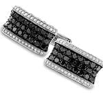 دکمه سردست طلا سفید با نگین الماس تراش برلیان سیاه و سفید مدل: cdm1125