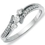 حلقه و پشت حلقه طلای زنانه با نگین تخمه الماس برلیان و برلیان دیواره مدل: RDF1089