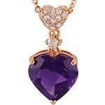 آویز قلب طلا و جواهر با نگین آمتیس و الماس تراش برلیان مدل: npdf13002