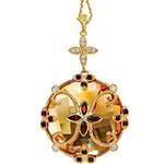 آویز طلا و جواهر با نگین سیترین، گارنت و الماس تراش برلیان مدل: npdf13005